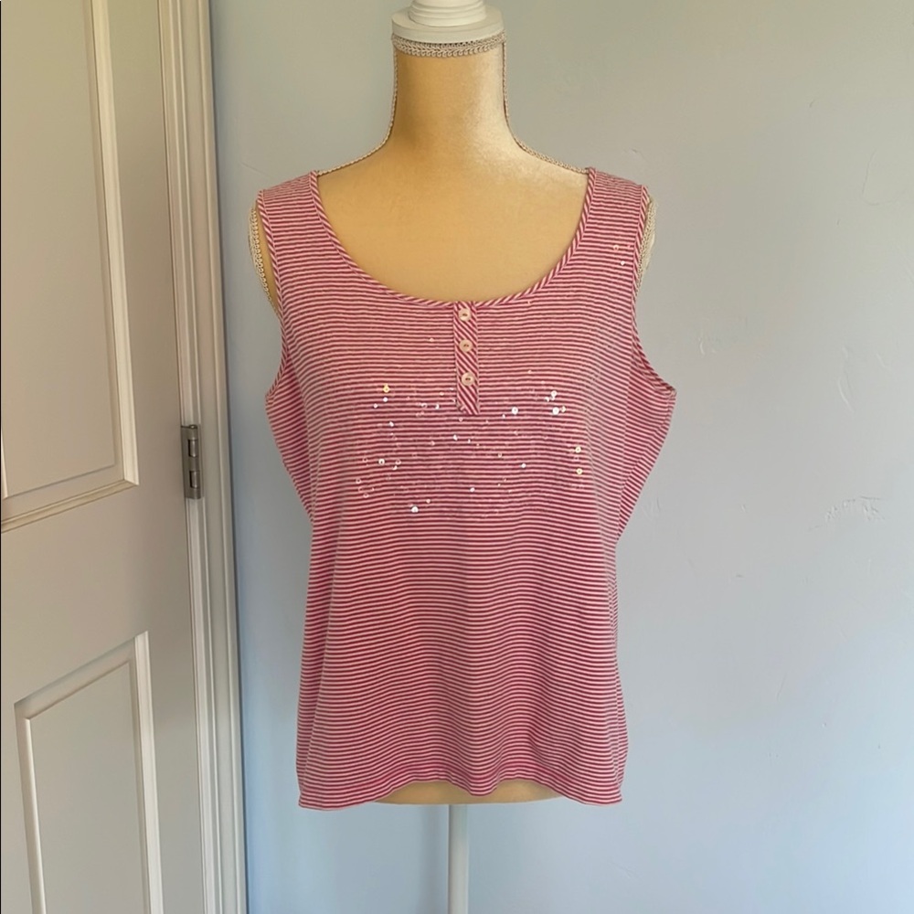 Chico's Pink Sequin Sleeveless Tank Top